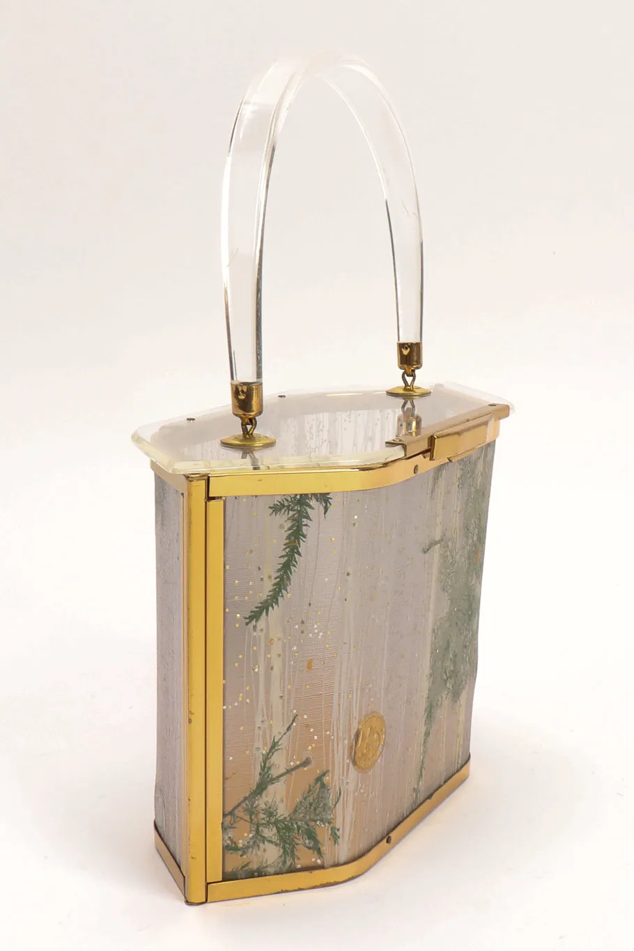 Pressed Foliage Lucite Box Bag
