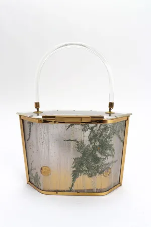 Pressed Foliage Lucite Box Bag