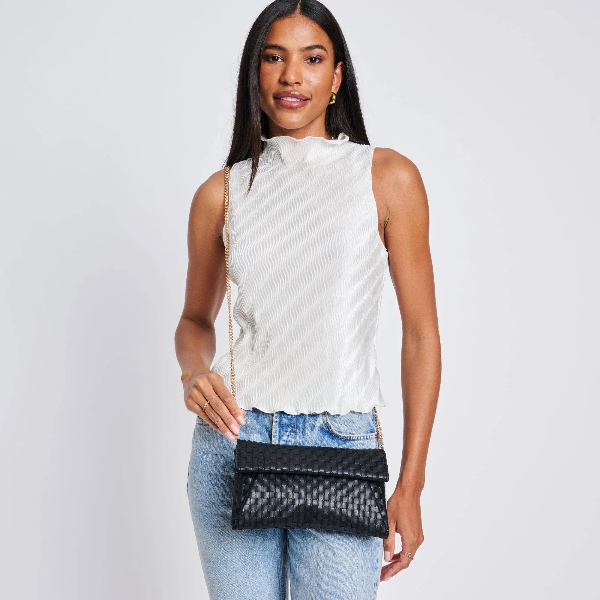 Priscilla Woven Clutch | Black