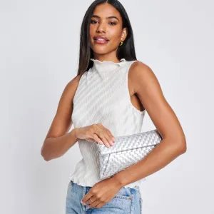 Priscilla Woven Clutch | Silver