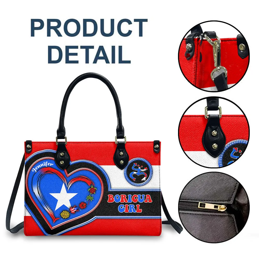 Puerto Rico Boricua Girl Personalized Leather Handbag Purse