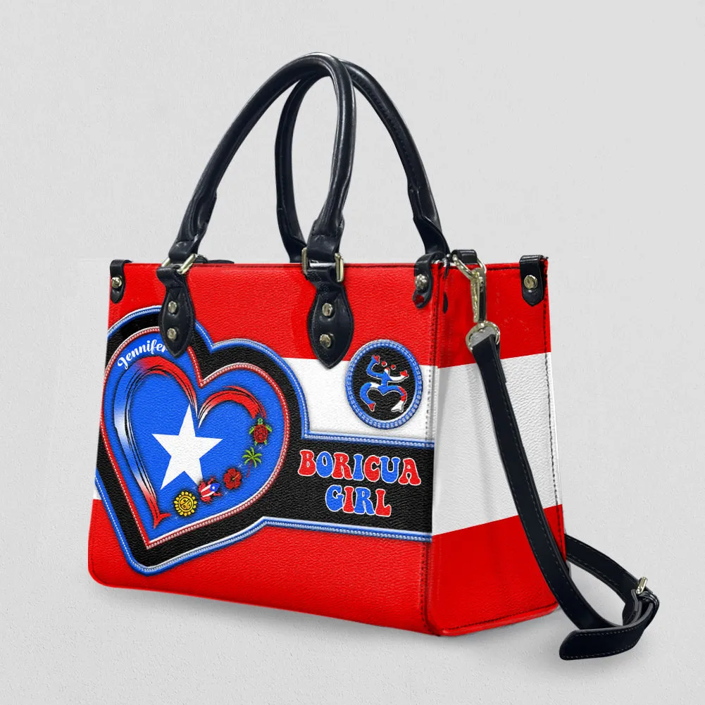 Puerto Rico Boricua Girl Personalized Leather Handbag Purse