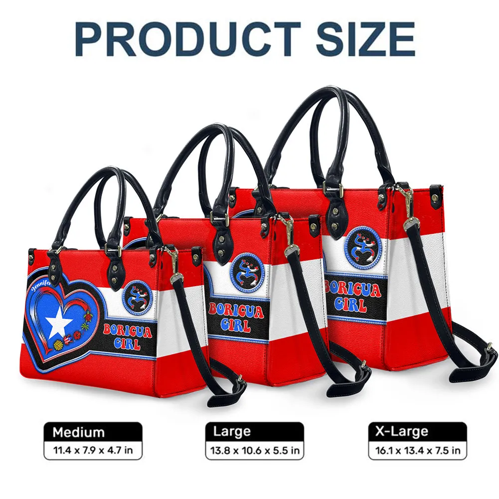 Puerto Rico Boricua Girl Personalized Leather Handbag Purse