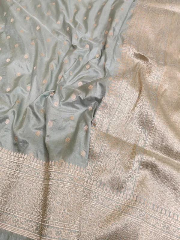 Pure Banarasi Handloom Khaddi Chiffon Georgette Silk Border Saree