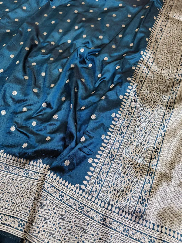 Pure Banarasi Handloom Khaddi Chiffon Georgette Silk Border Saree
