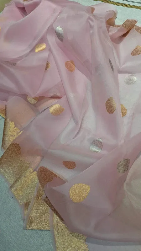 Pure Banarasi Handloom Organza Kora Silk Saree