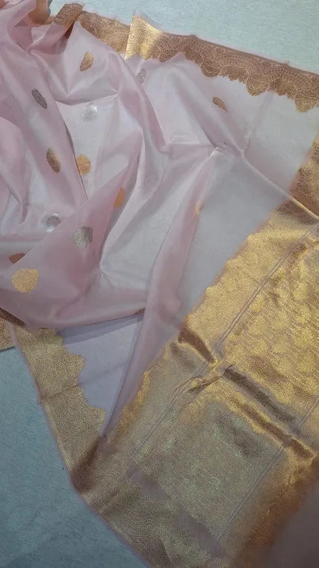 Pure Banarasi Handloom Organza Kora Silk Saree