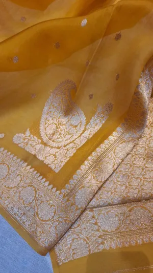 Pure Banarasi Handloom Organza Kora Silk Saree