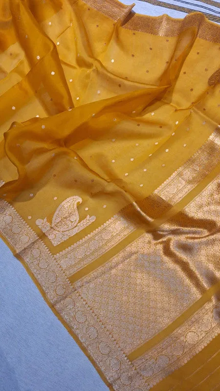 Pure Banarasi Handloom Organza Kora Silk Saree