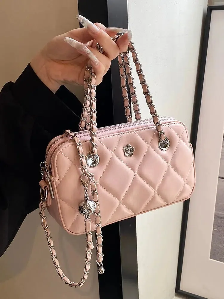 Quilted Chain Small Square Bag