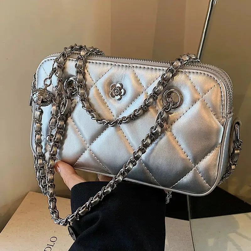 Quilted Chain Small Square Bag