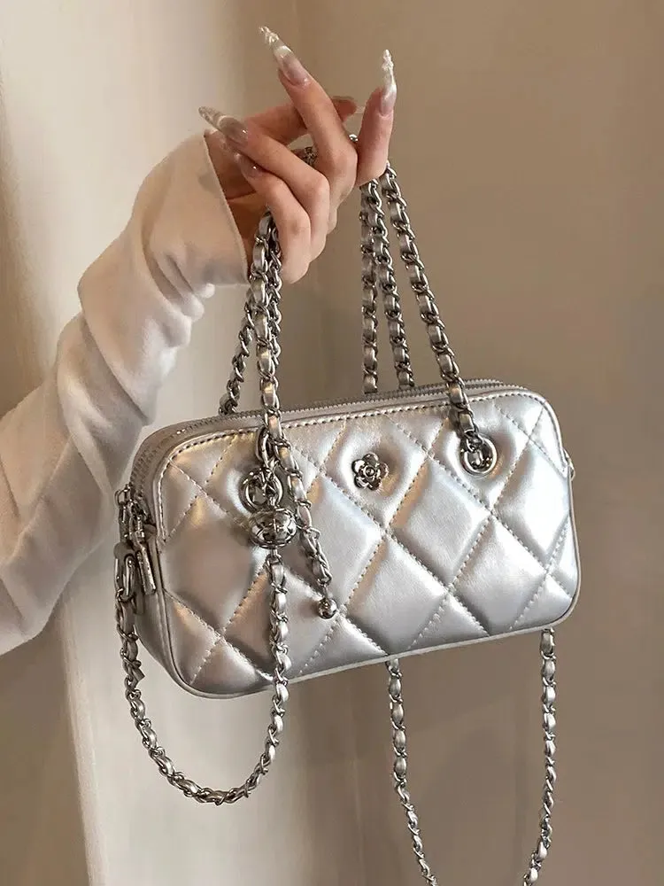 Quilted Chain Small Square Bag