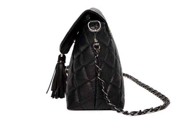 Quilted Leather Crossbody With Tassel