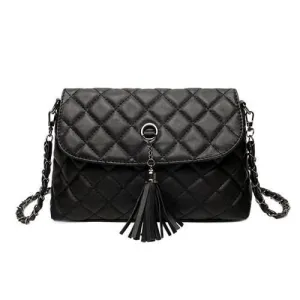 Quilted Leather Crossbody With Tassel
