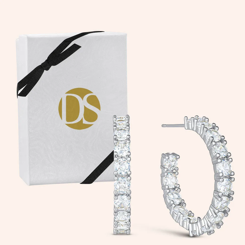 "Bling it On" 3.7CTW Round Cut Inside-Outside 1" Hoops