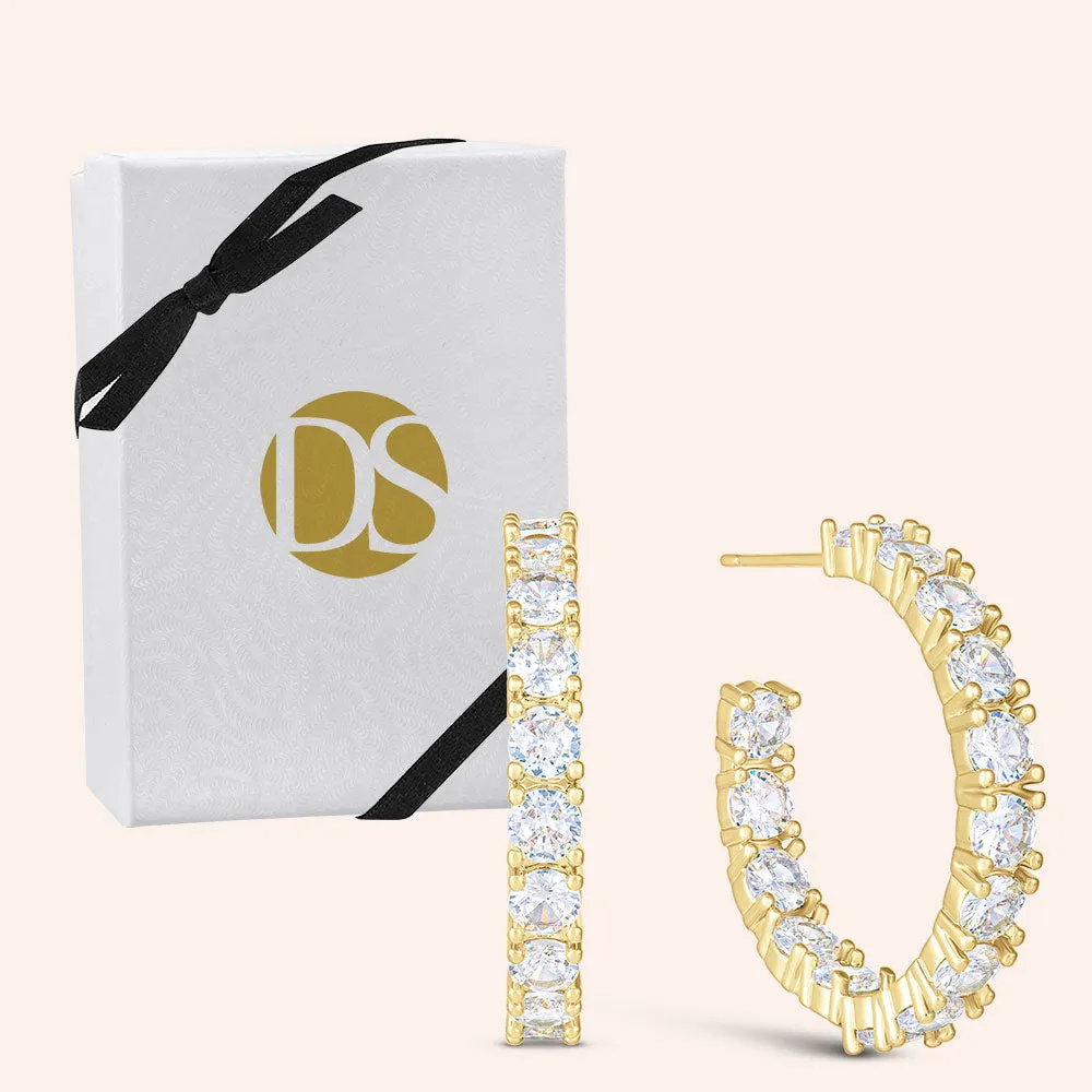 "Bling it On" 3.7CTW Round Cut Inside-Outside 1" Hoops