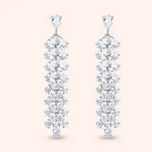 "Dixie" 15.3CTW Pear & Marquise Cut Leaf Linear Dangle Earrings