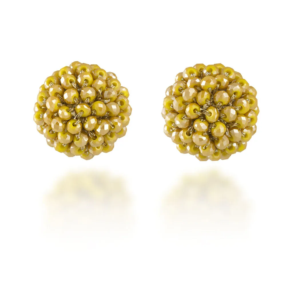 "Full Bloom" Handcrafted Crochet Faceted Beaded Crystal Post Earrings