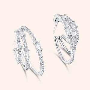 "Nirvana" 3.5CTW Round & Baguette Cut 1" Hoop Earrings