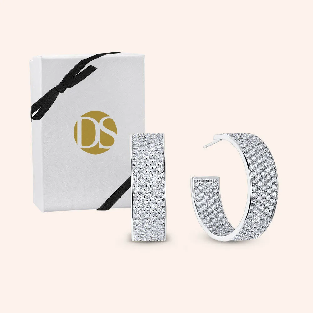 "Octavia" 13.3CTW Pave 1.3" Statement Hoop Earrings