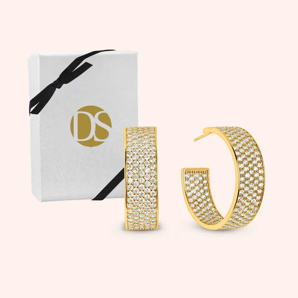 "Octavia" 13.3CTW Pave 1.3" Statement Hoop Earrings