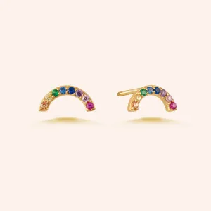 "Prism" 0.9CTW Pave Linear Rainbow Stud Earrings - Gold Vermeil over Sterling Silver