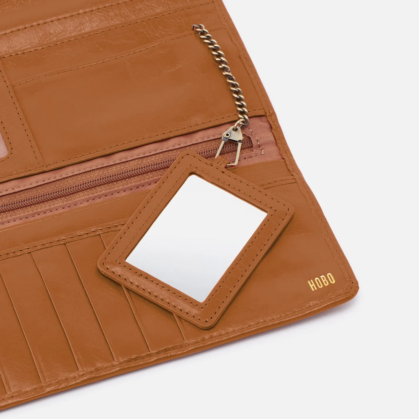 Rachel Continental Wallet in Polished Leather - Truffle