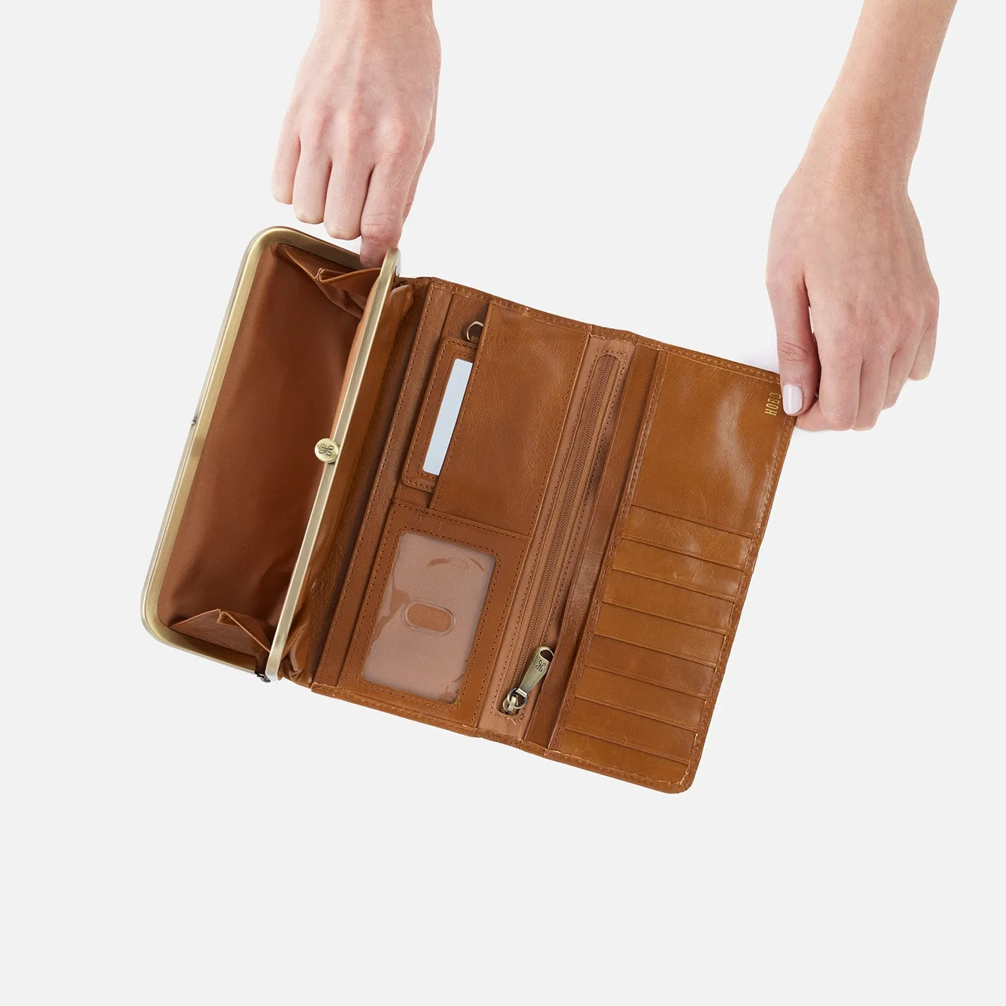 Rachel Continental Wallet in Polished Leather - Truffle