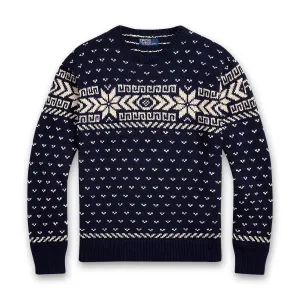 Ralph Lauren - Snowflake Cotton-Cashmere Sweater in Navy Combo