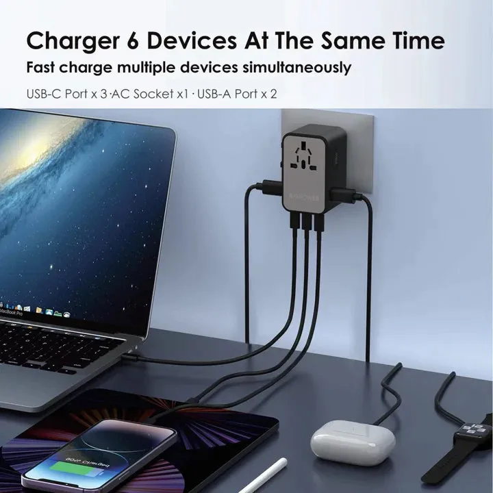 Rav Power75W 4-Port Travel Charger Offline Global Black