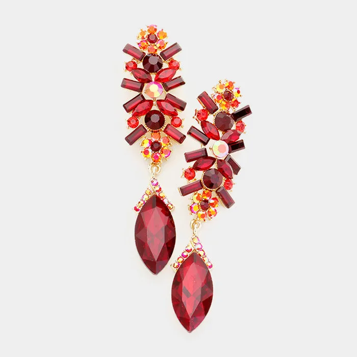 Red Marquise Crystal Earrings | 416636