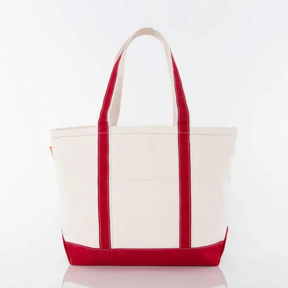 Red Medium Zippered Tote Bag
