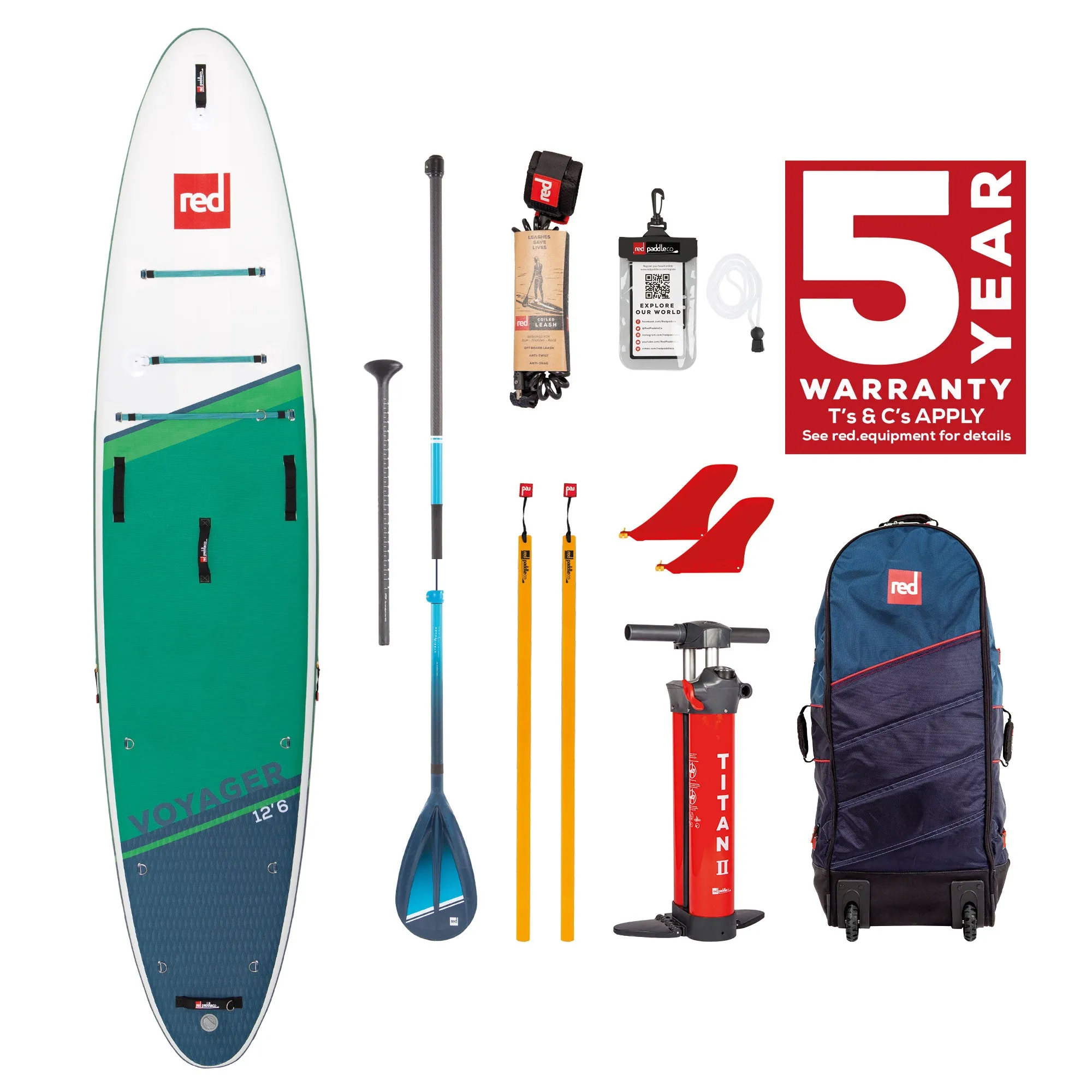 Red Paddle Co 12'6" Voyager plus HT MSL Inflatable Paddle Board Package