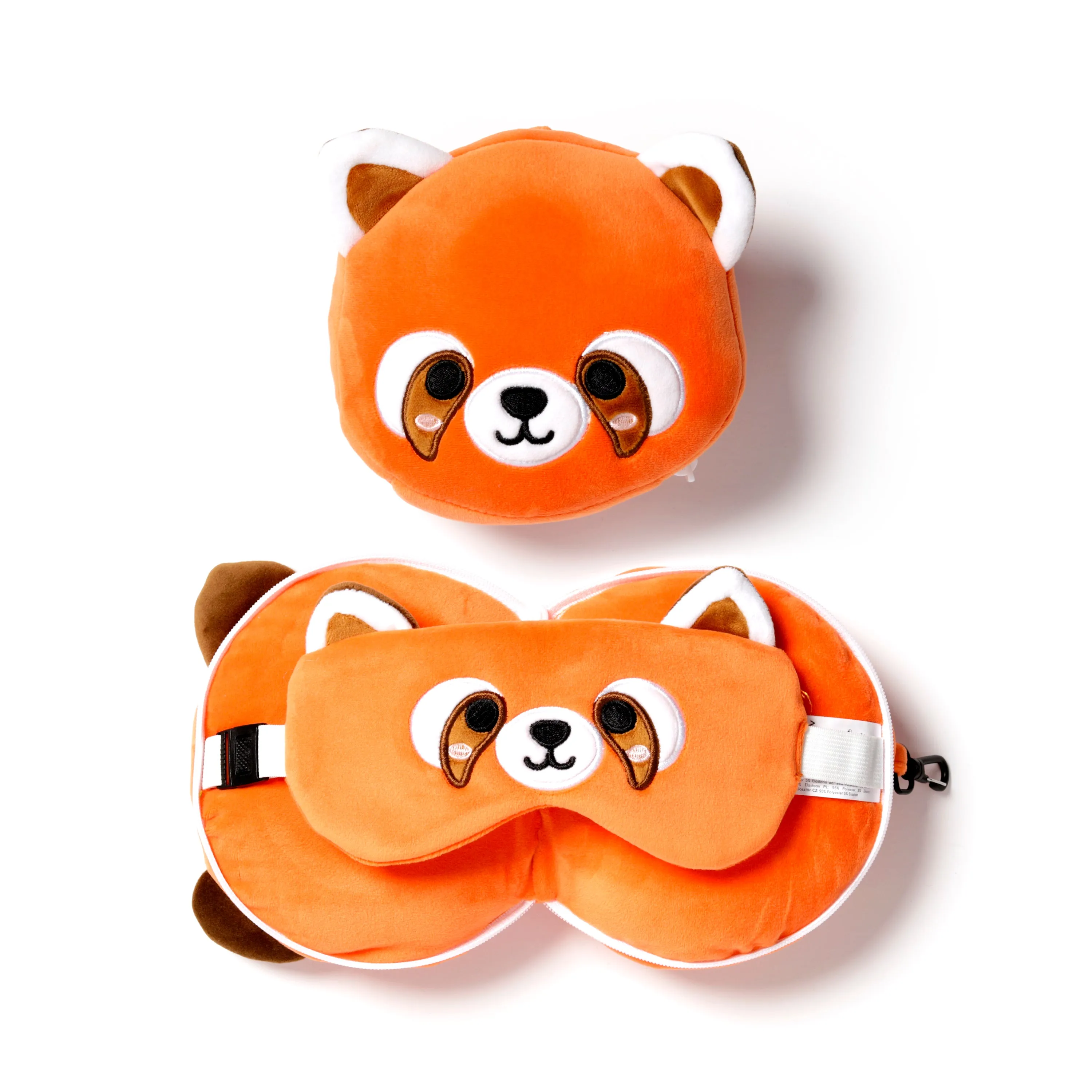 Red Panda Relaxeazzz Plush Round Travel Pillow & Eye Mask Set