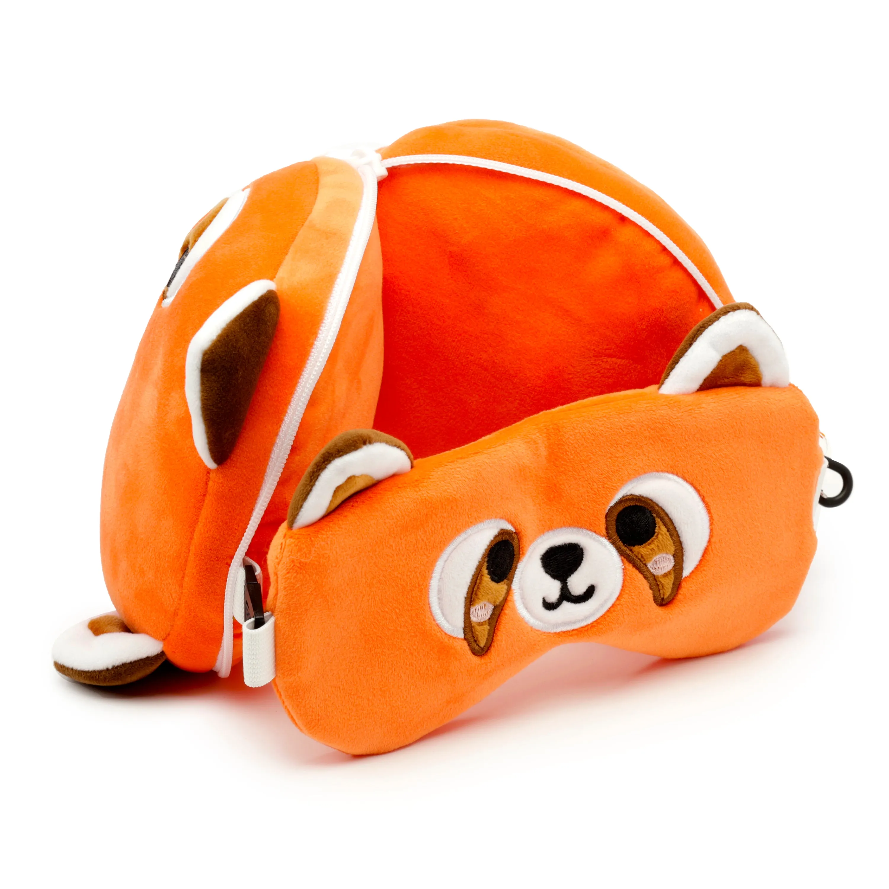 Red Panda Relaxeazzz Plush Round Travel Pillow & Eye Mask Set