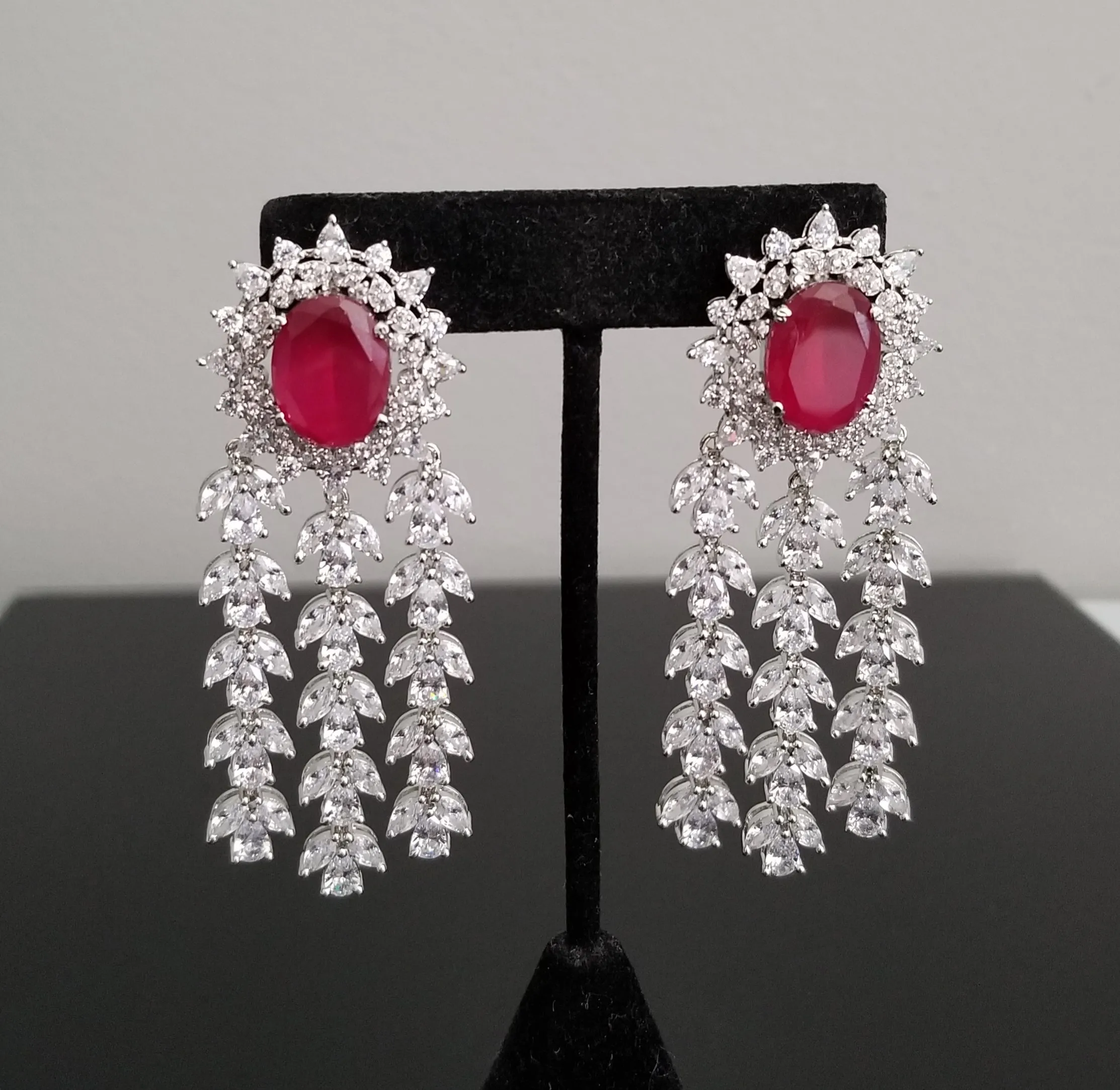 Reserved For Priyanka Mellacheruvu American Diamond Long Earrings ST12
