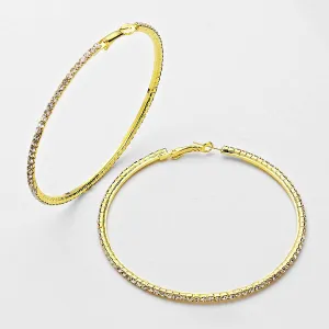 Rhinestone Crystal Hoops on Gold | 3.75" | 258734
