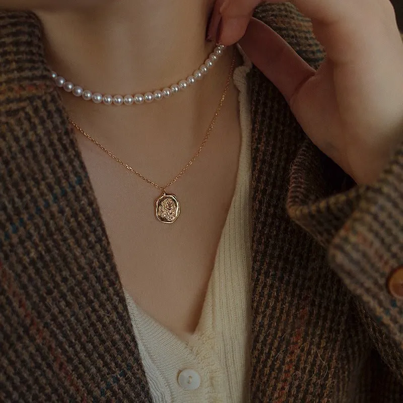 Rose Coin Necklace - Saige (Solid Silver)