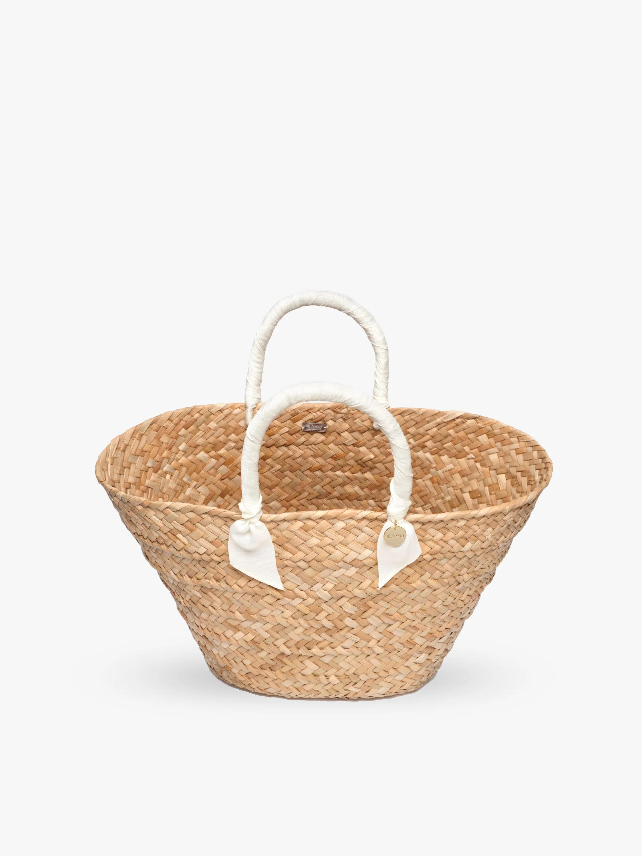 Rosie Woven Straw Ribbon-Handle Tote