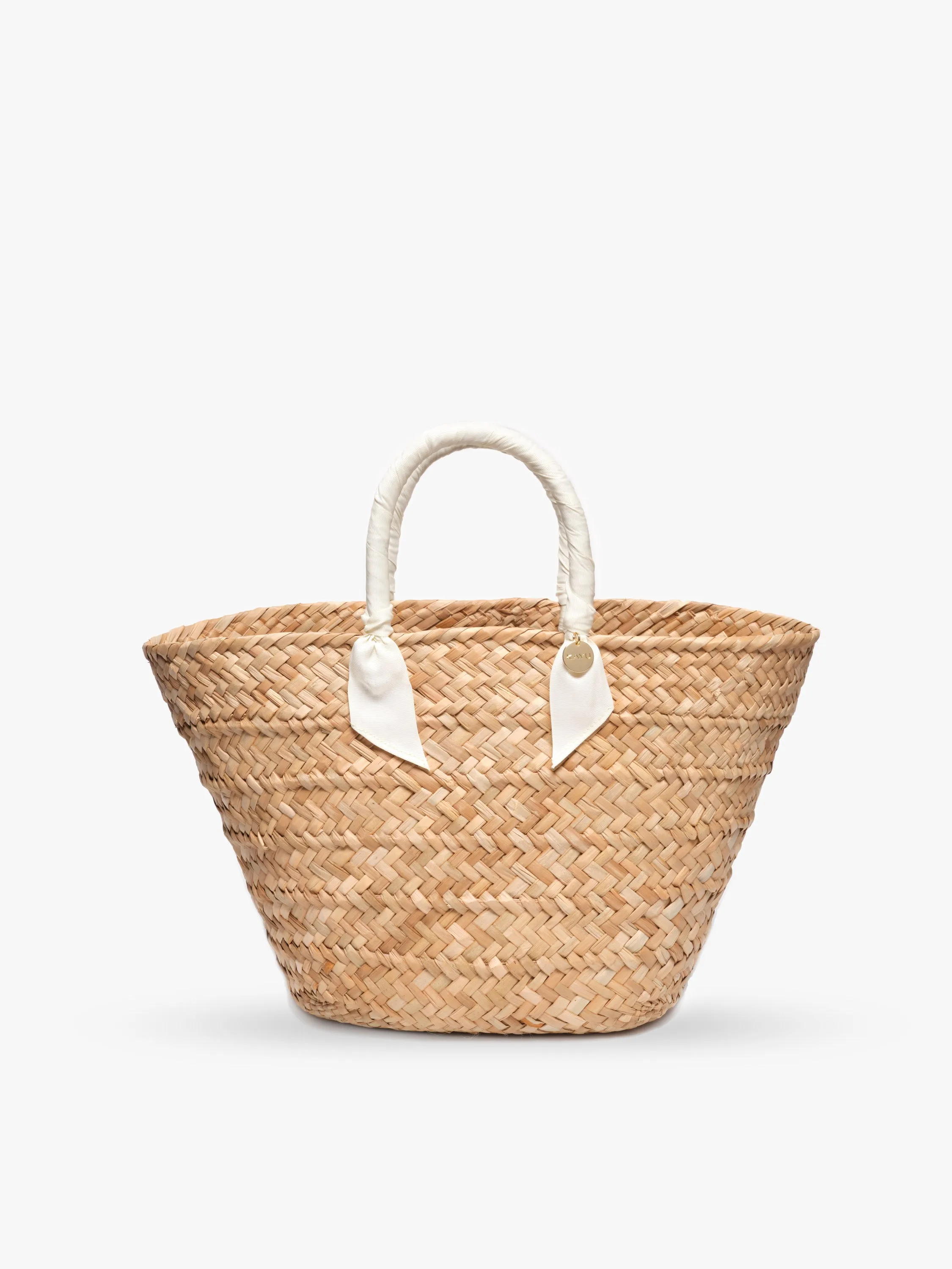 Rosie Woven Straw Ribbon-Handle Tote