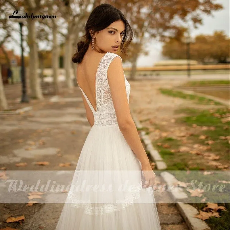 Roycebridal A Line Wedding Dresses V Neck Beach Bohemian