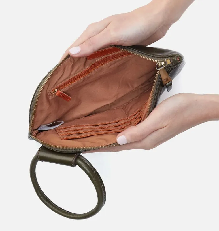 Sable Hobo Wristlet in Deep Moss