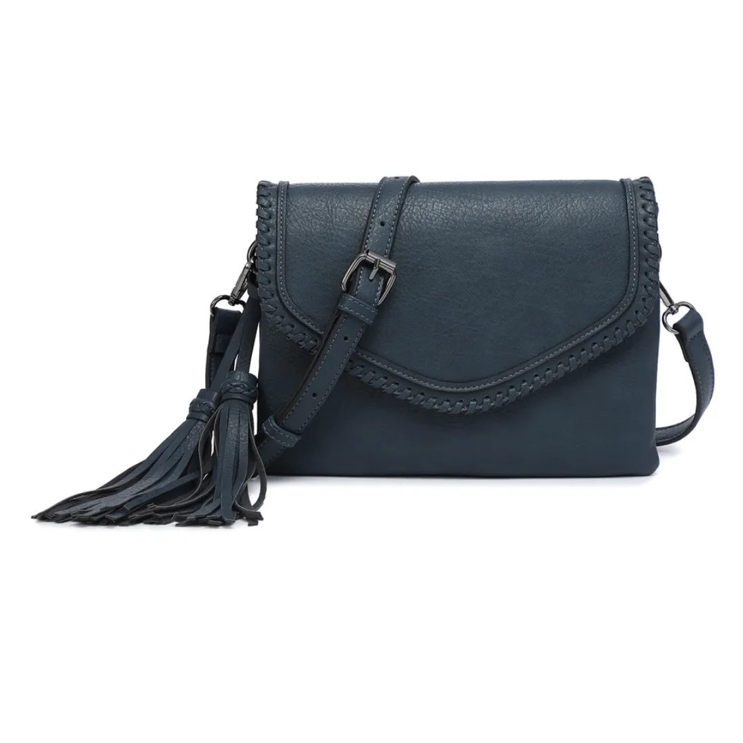 Sadie Crossbody Purse - Monogrammed Cross Body with Tassel - Guitar Strap Add On