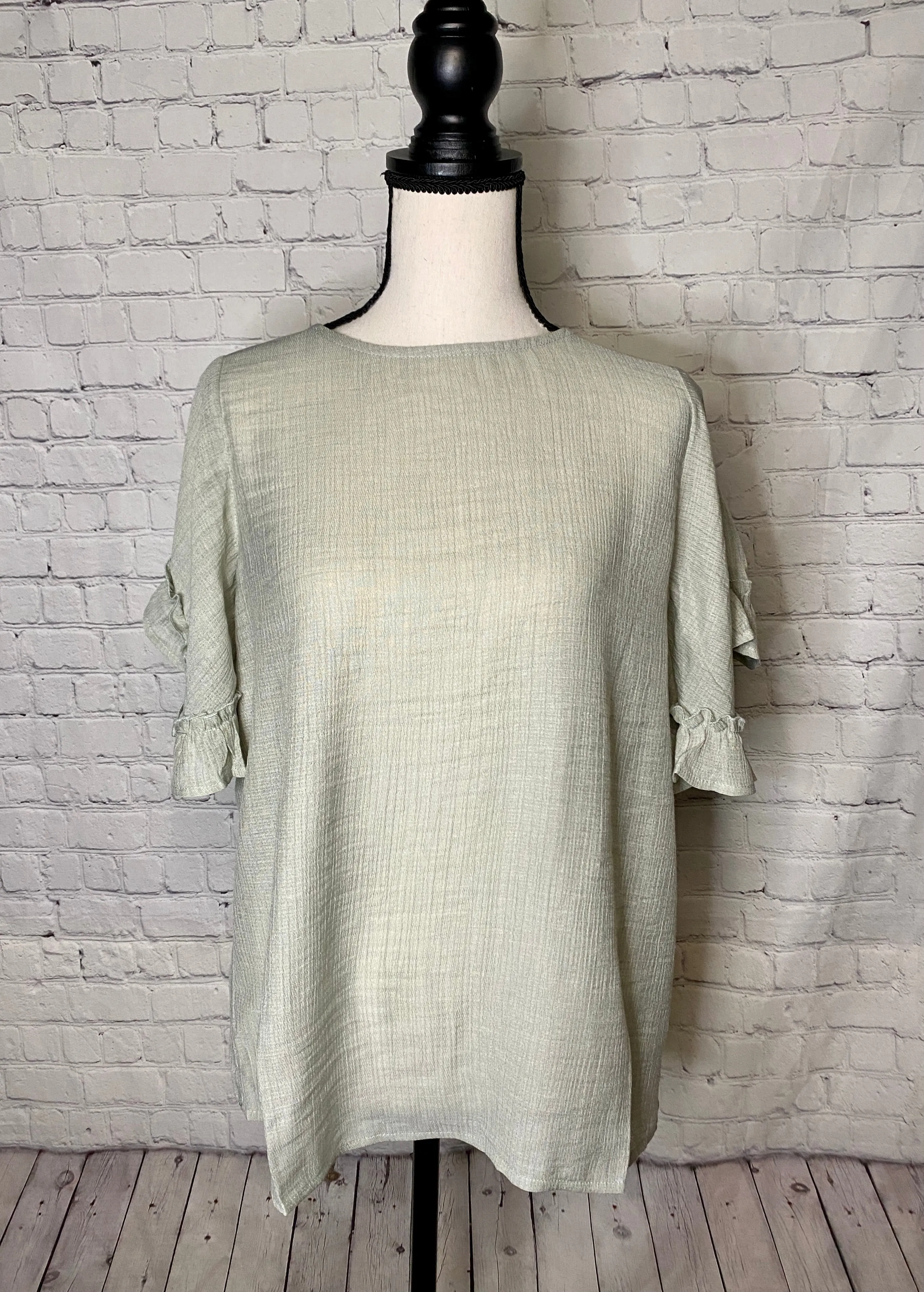 Sage Is All The Rage Ruffle Sleeve Top