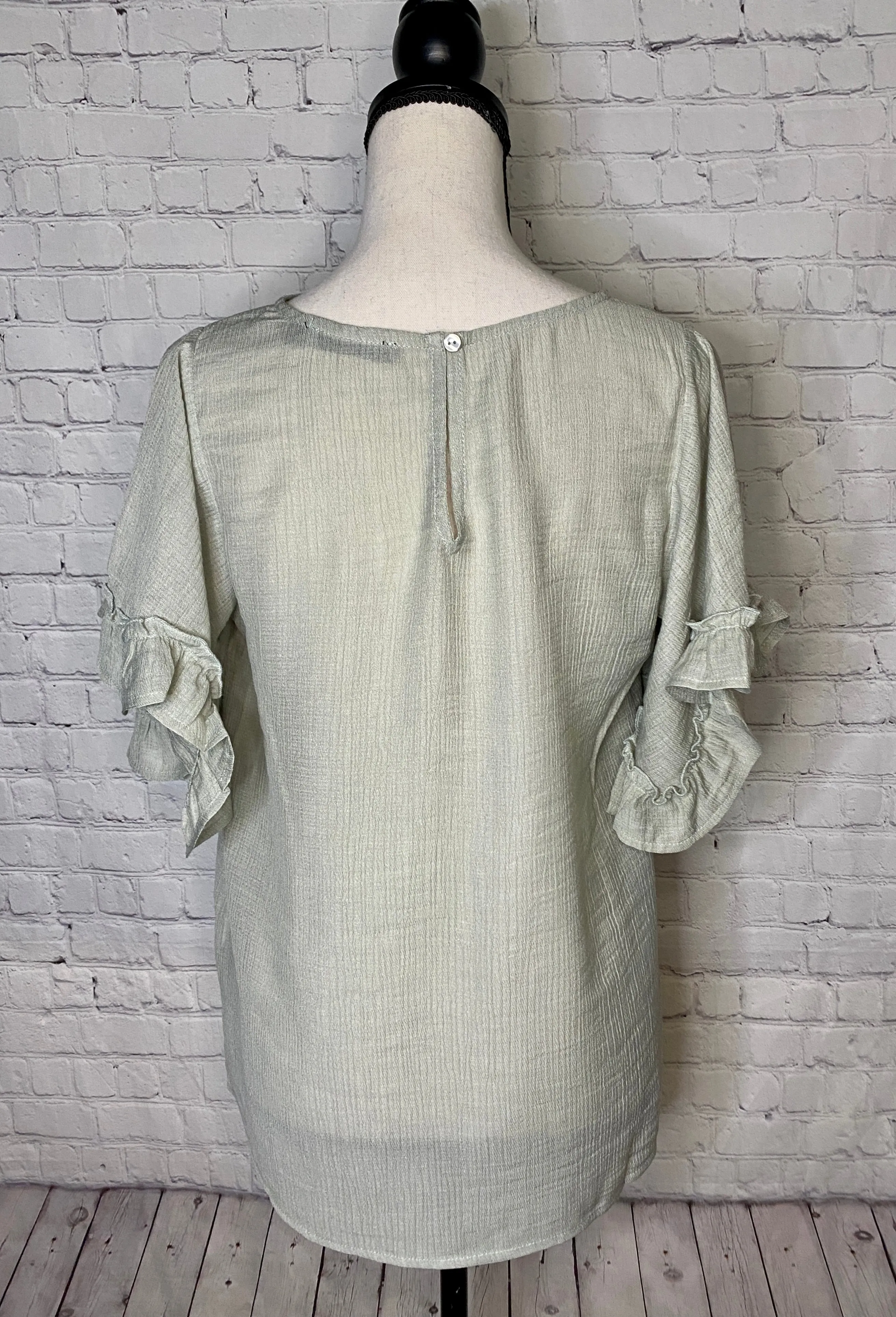 Sage Is All The Rage Ruffle Sleeve Top