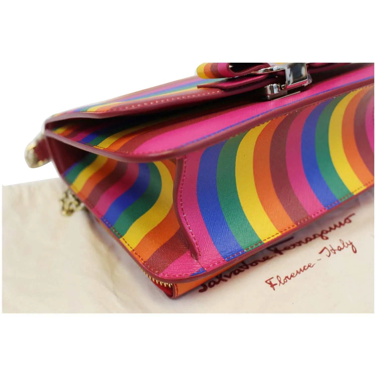 SALVATORE FERRAGAMO Vara Rainbow Leather Crossbody Bag