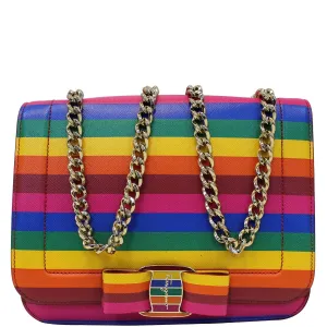 SALVATORE FERRAGAMO Vara Rainbow Leather Crossbody Bag