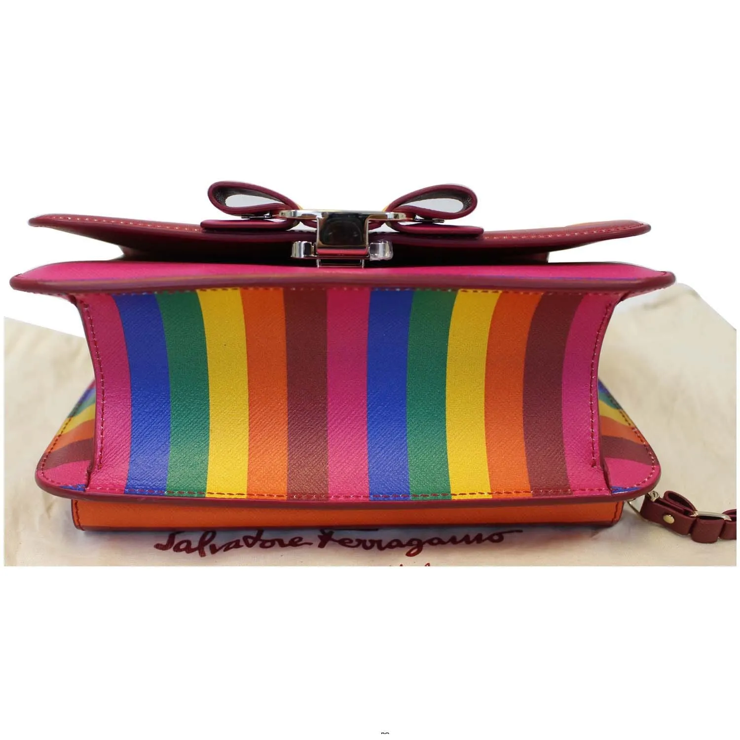 SALVATORE FERRAGAMO Vara Rainbow Leather Crossbody Bag