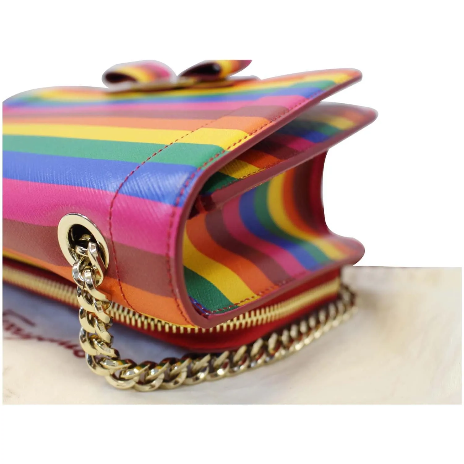 SALVATORE FERRAGAMO Vara Rainbow Leather Crossbody Bag