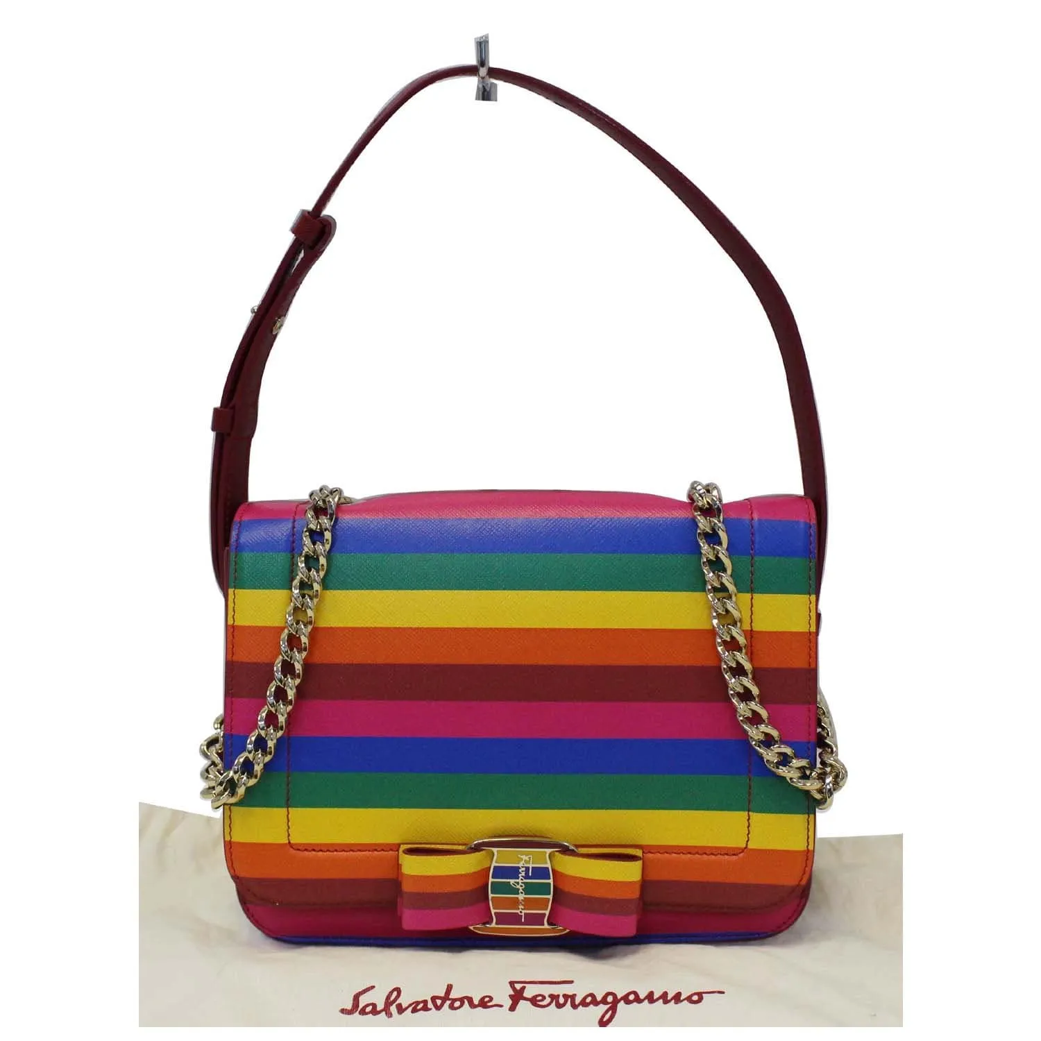 SALVATORE FERRAGAMO Vara Rainbow Leather Crossbody Bag
